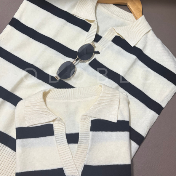 Beige Striped Vest